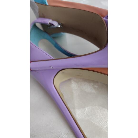 Nine West Shoes Womens Size 8M Blue Pink Purple Patent Pointed Toe Heels Strappy - Picture 4 of 6